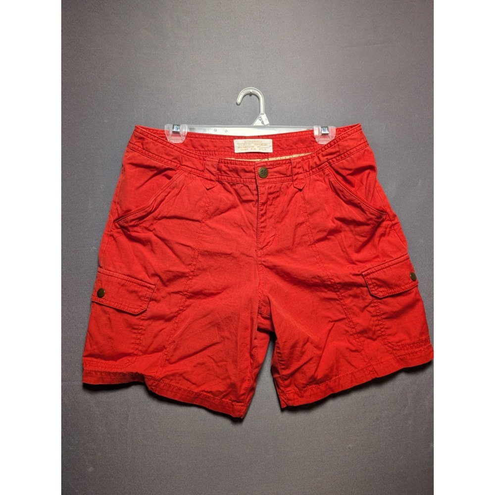 Eddie Bauer Cargo Shorts Womens 10 Red Ripstop Flat Front Utility Pockets Hiking